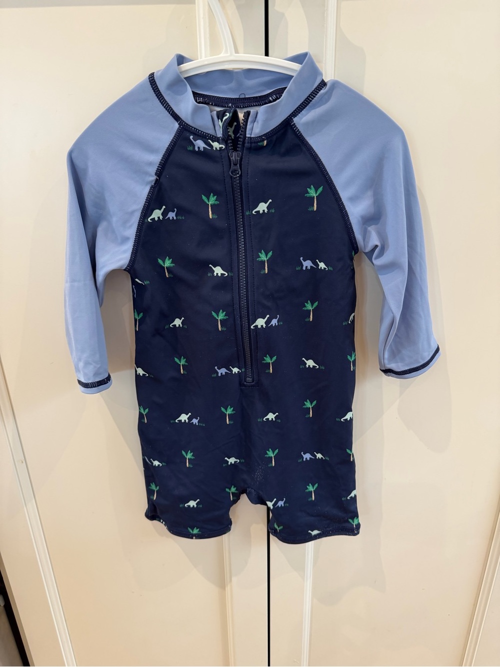 Jamie and Jack 18-24m Navy & Light Blue Dino Print Rash Guard Swimsuit
